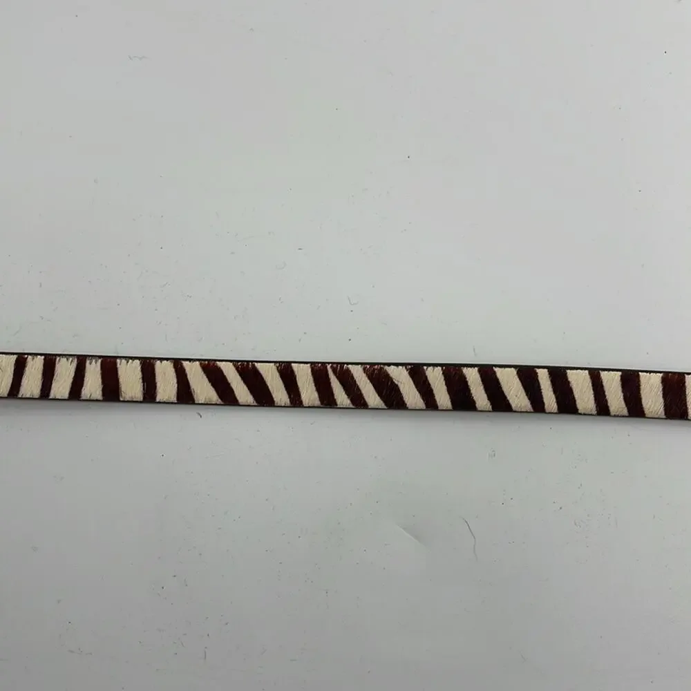 LOFT 100% leather calf hair zebra stripe thin belt sz XS